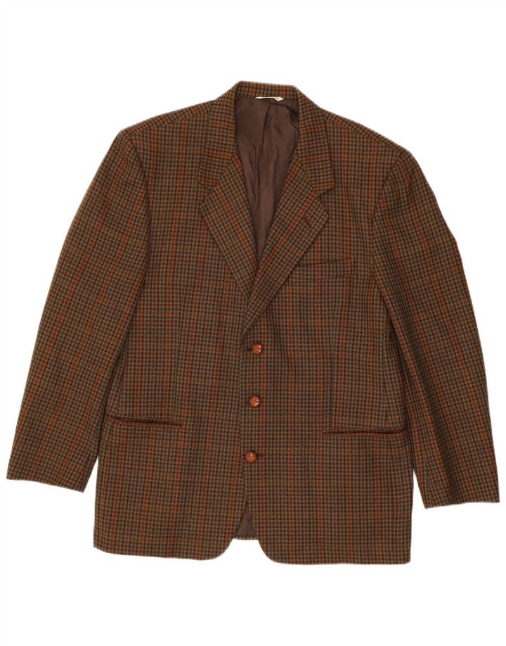 Visconti Veste Blazer 3 Boutons Homme IT 52 XL Marron Pied-de-Poule Laine d'Agneau