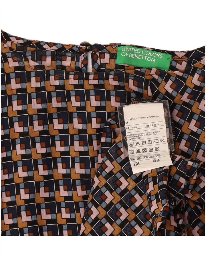 Benetton Chemisier Top UK 44 Medium Multicolore Géométrique Coton Femme