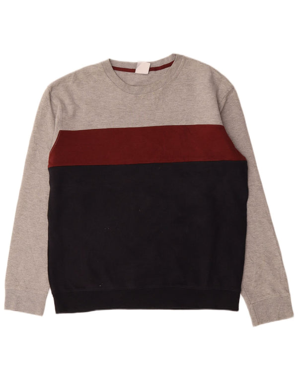 Zara Pull ras du cou pour homme XL en coton color block multicolore