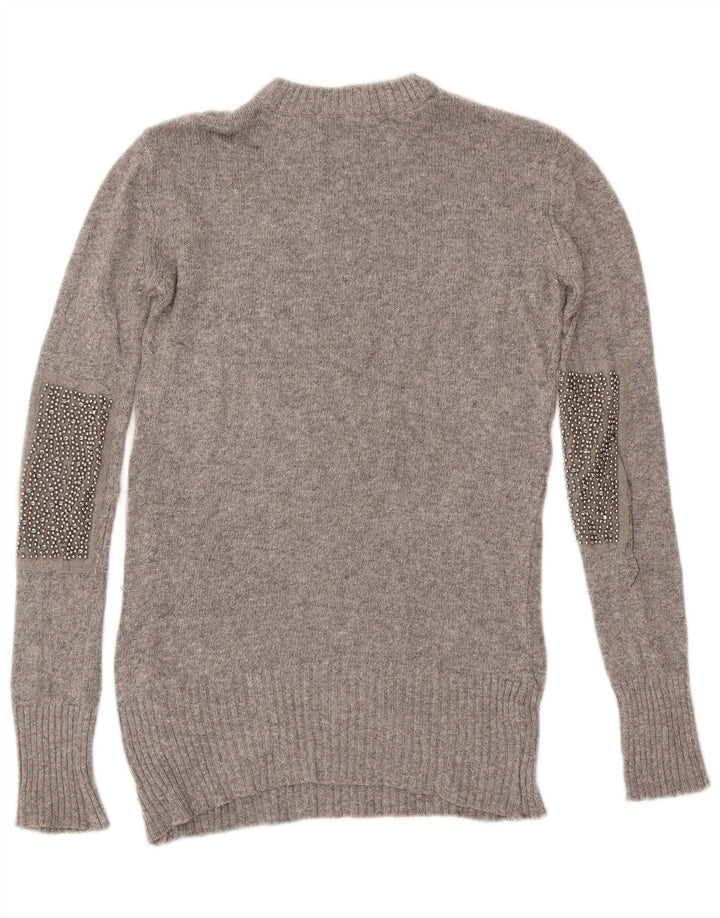 Zara Pull ras du cou pour femme UK 10 Small Gris Viscose