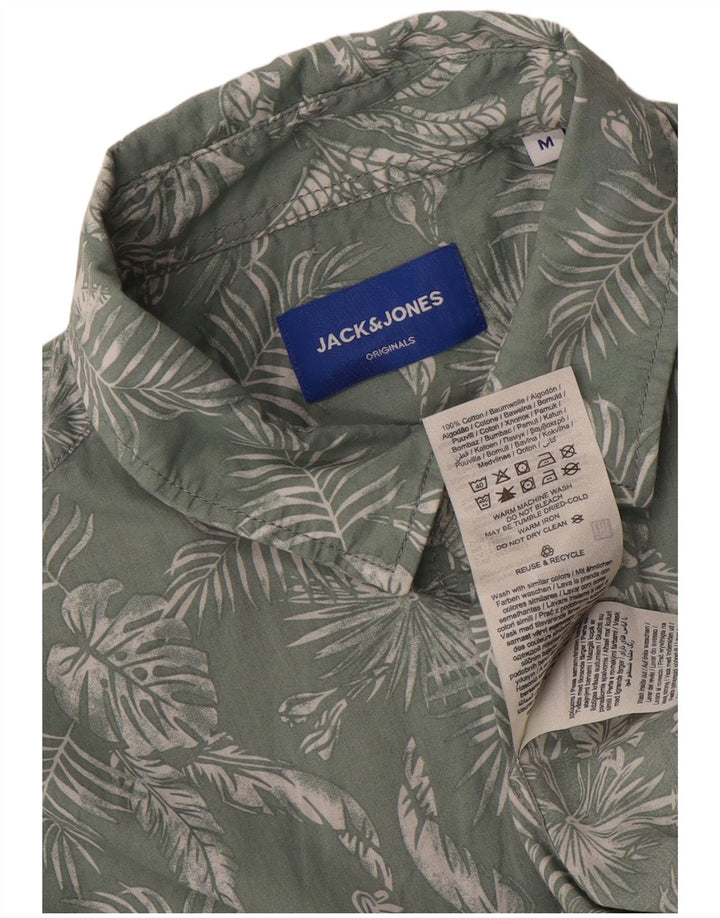 Jack & Jones Chemise à Manches Courtes Homme Vert Moyen Floral Coton