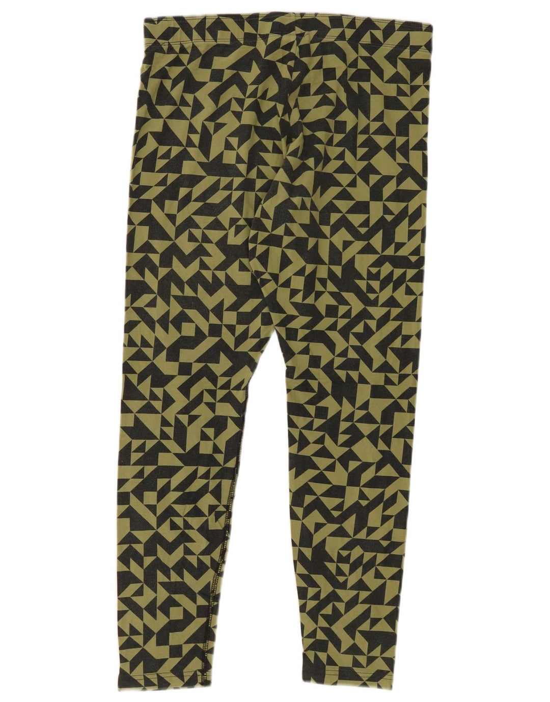 NIKE Leggings Femme UK 14 Grand Coton Géométrique Kaki