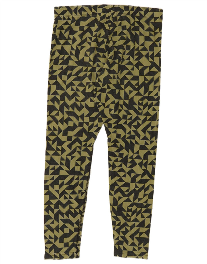 NIKE Leggings Femme UK 14 Grand Coton Géométrique Kaki