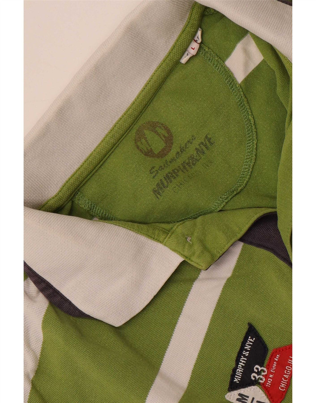 Murphy & Nye Polo de rugby pour homme Large rayé vert
