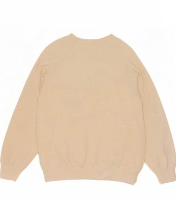 vintage Femmes Bateau Cou Jumper Pull UK 18 XL Coton Blanc