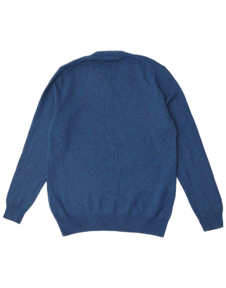 Marks & Spencer Pull col V pour homme en laine mouchetée bleue