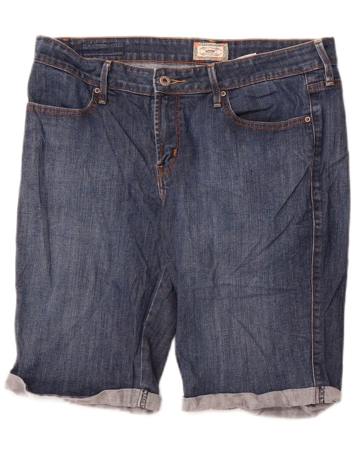 Levi's Femme 545 Bermuda Denim Short US 10 Large W34 Bleu Coton