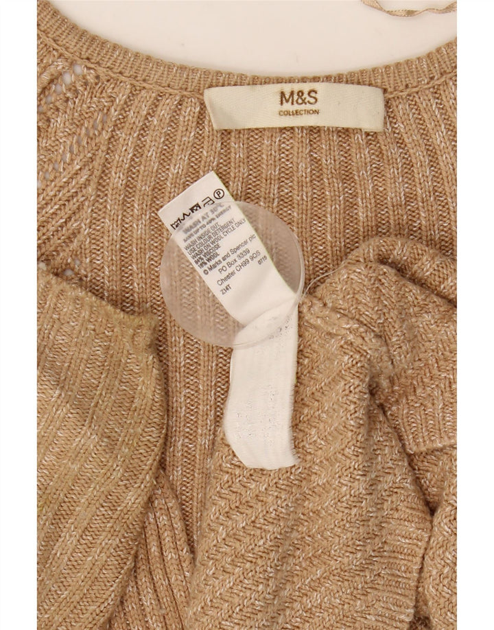 Marks & Spencer Pull cardigan surdimensionné pour femme UK 10 Petit beige moucheté