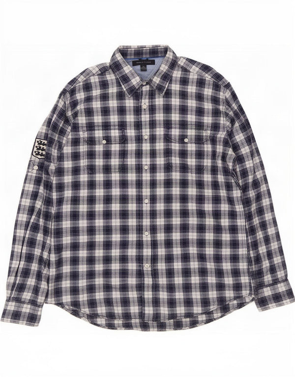 Tommy Hilfiger Chemise en flanelle pour hommes, grand carreaux en coton bleu marine