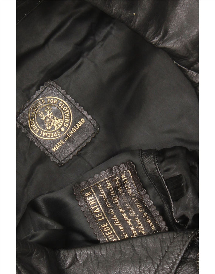 manteau en cuir homme vintage UK 40 Grand cuir noir