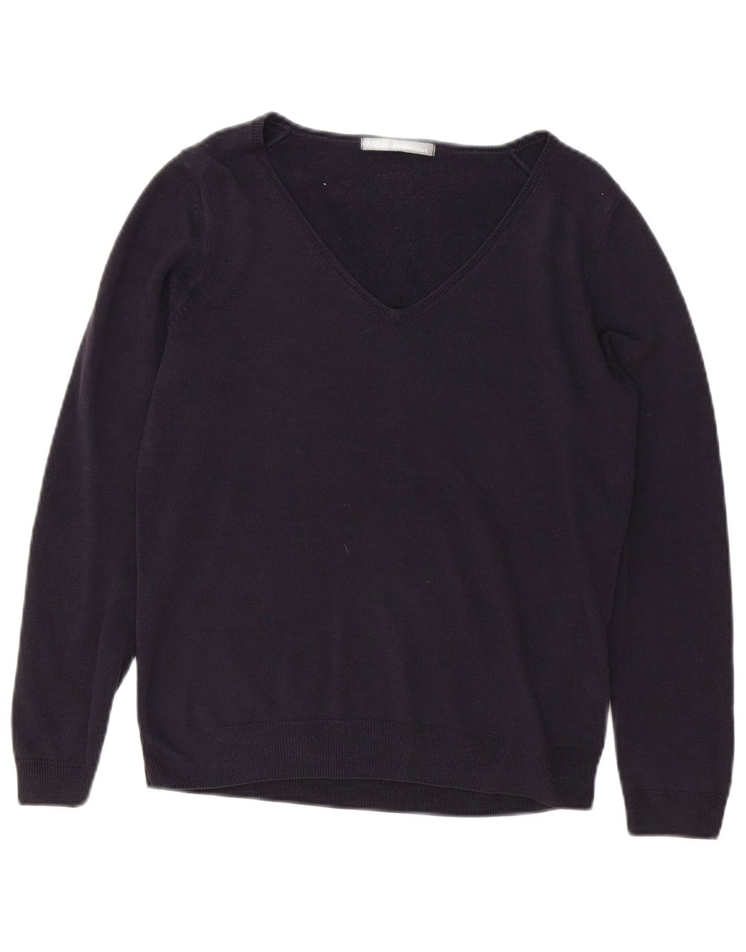 Marks & Spencer Pull col en V pour femme UK 12 Bleu marine moyen Acrylique
