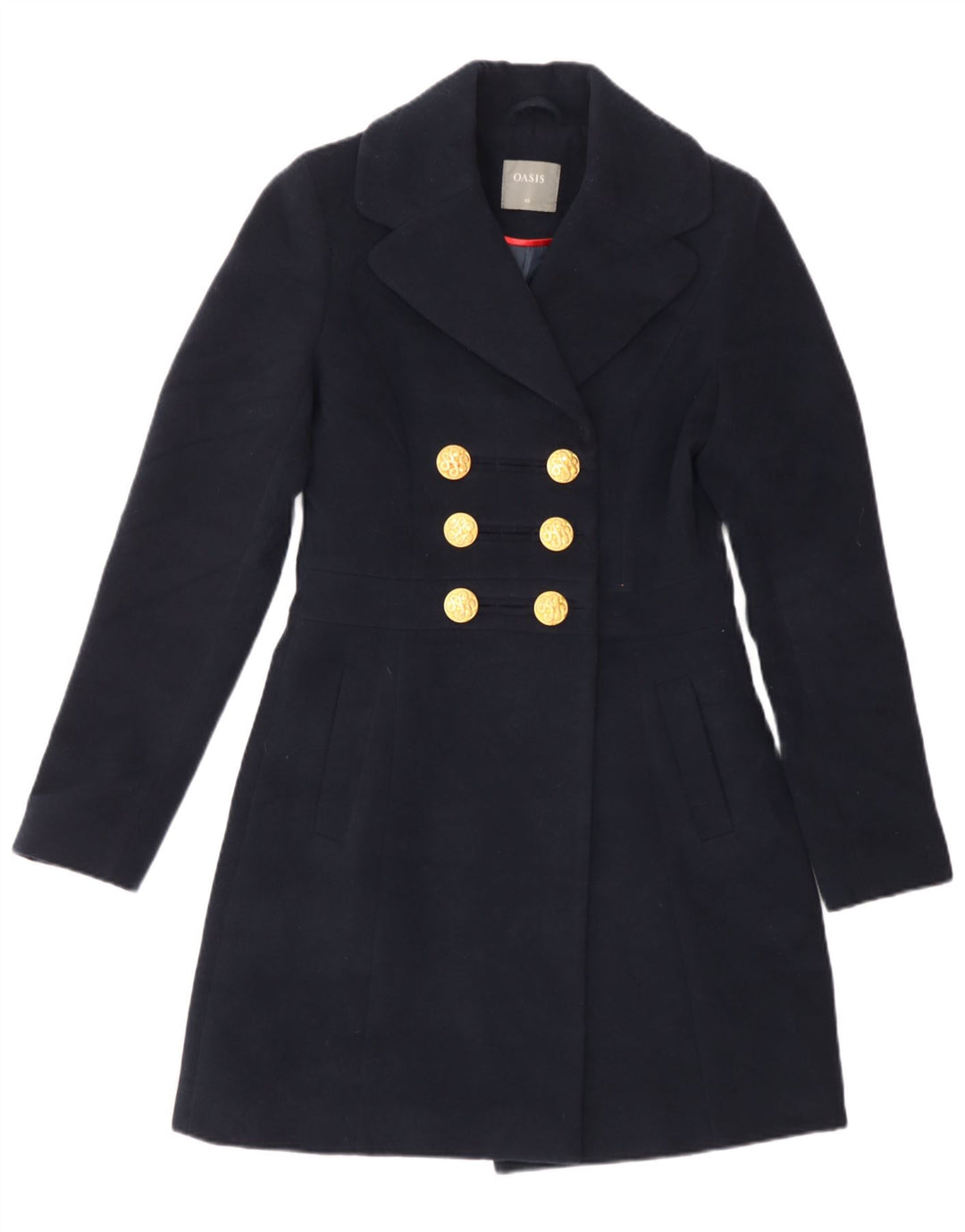Oasis Manteau croisé pour femme UK 6 XS Bleu marine Polyester