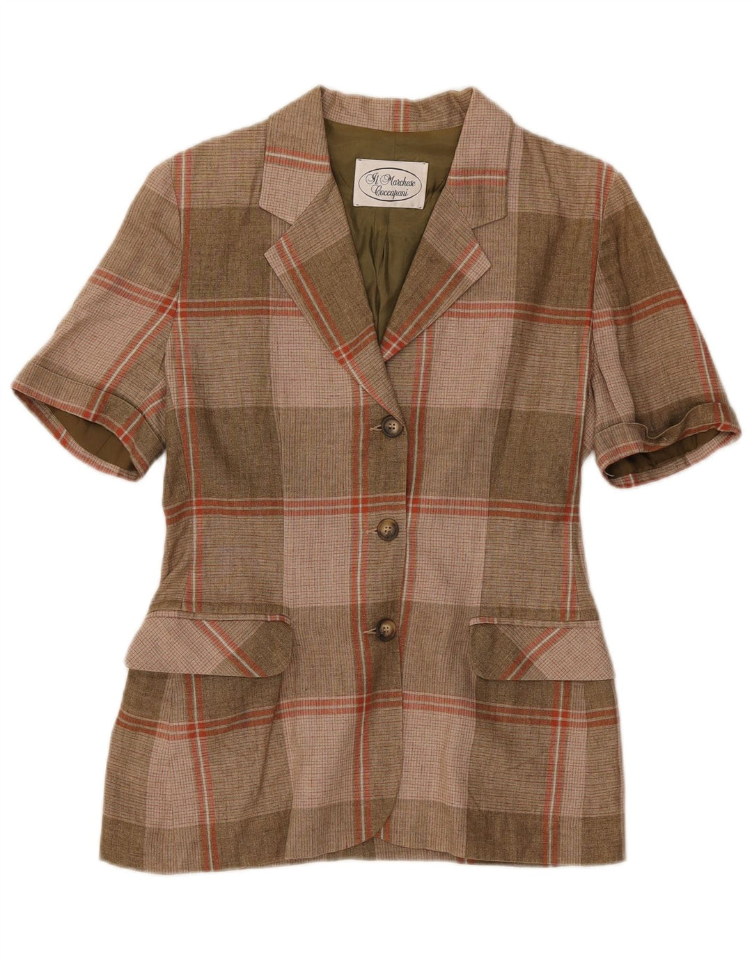 Il Marchese Coccapani Veste blazer à manches courtes pour femme UK 12 Marron moyen