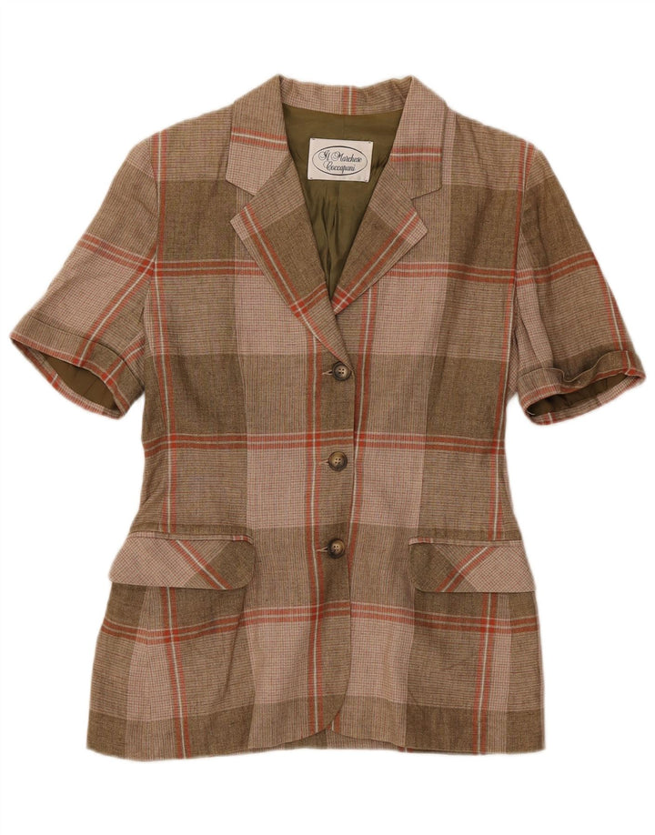 Il Marchese Coccapani Veste blazer à manches courtes pour femme UK 12 Marron moyen