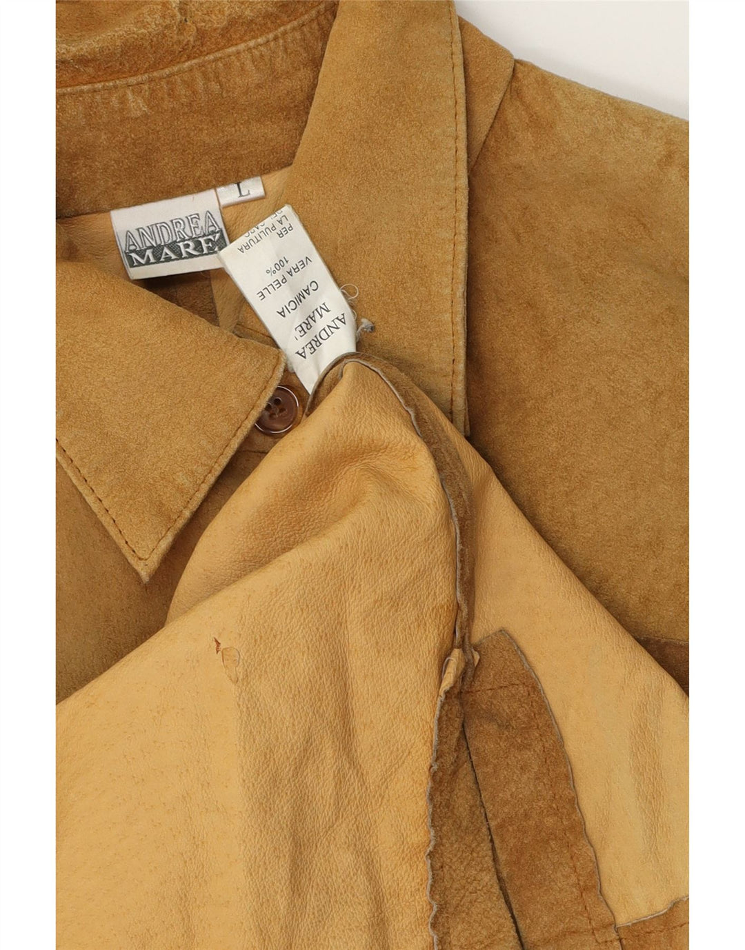 Andrea Mare Surchemise en daim pour femme UK 16 Grand cuir beige