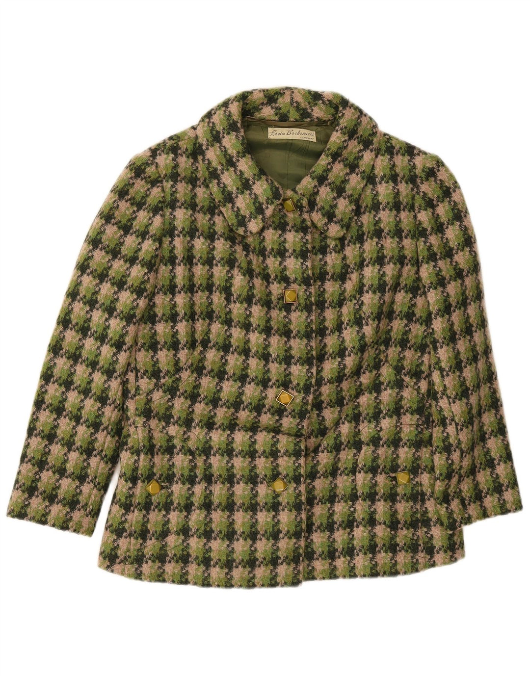 vintage Femme 4 Bouton Blazer Veste UK 14 Moyen Vert Check