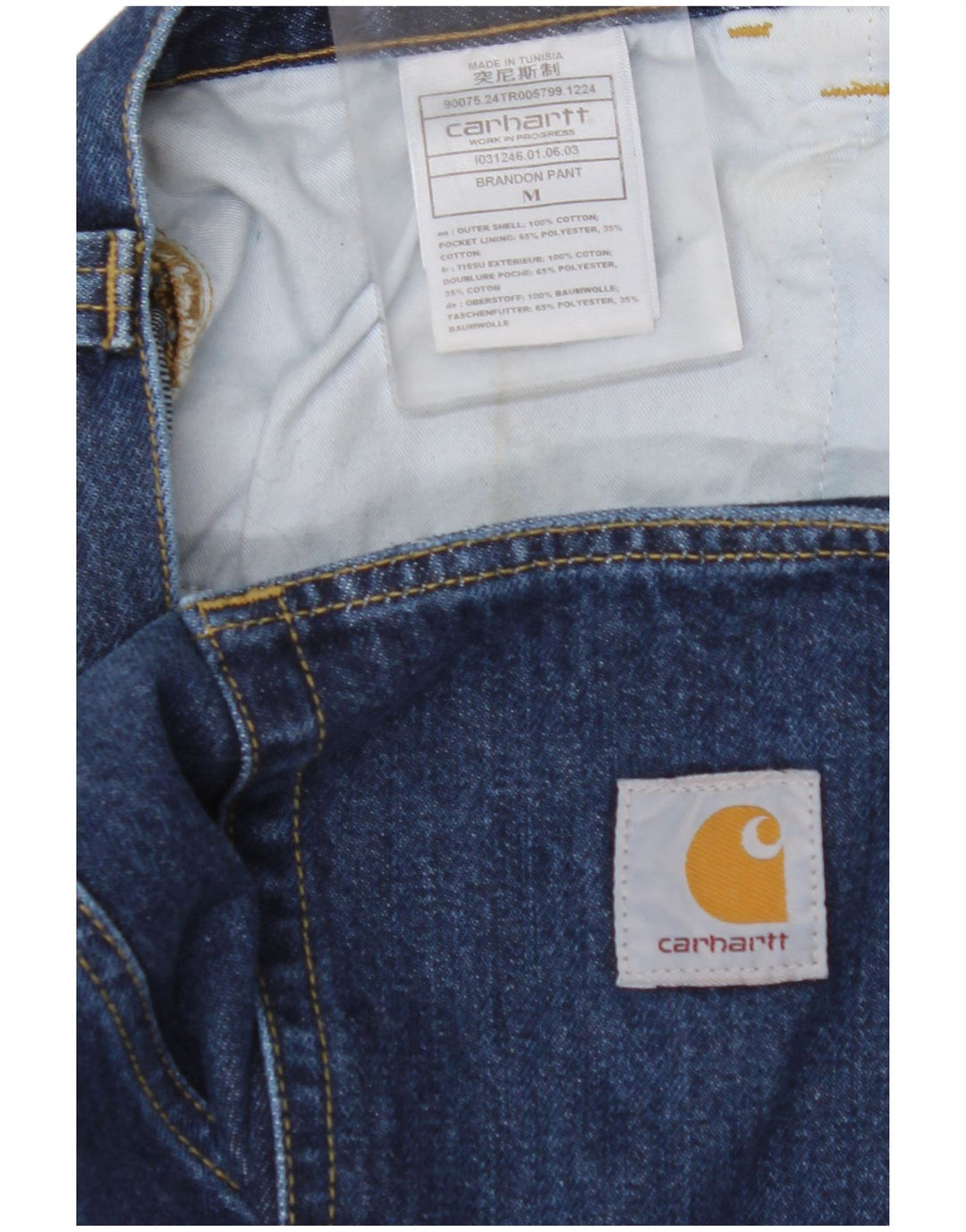 CARHARTT Jean fuselé homme moyen W36 L29 bleu coton