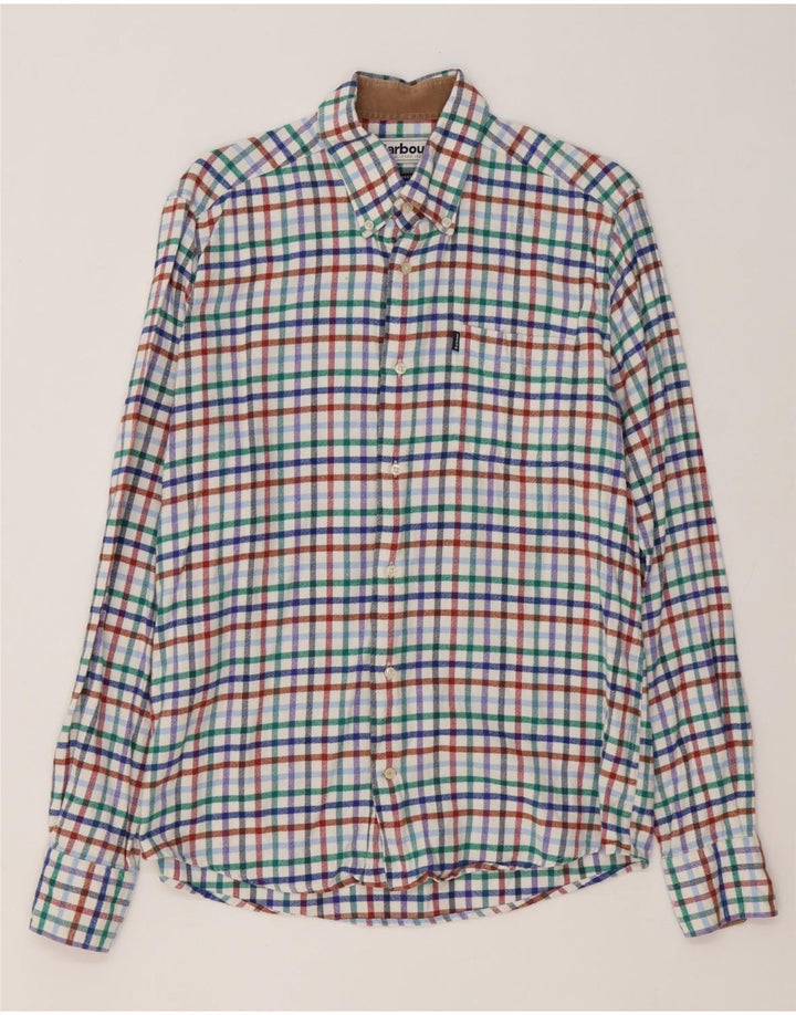 Barbour Chemise en flanelle pour homme en coton à carreaux multicolore moyen