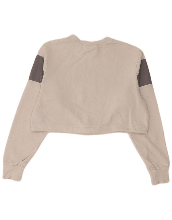 Nike Womens Crop Graphic Sweatshirt Jumper UK 10 Petit Blanc Colorblock
