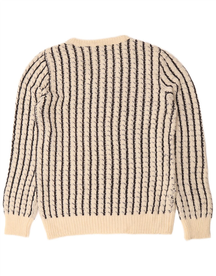 Zara Homme Col V Pull Pull Large Rayé Blanc Acrylique
