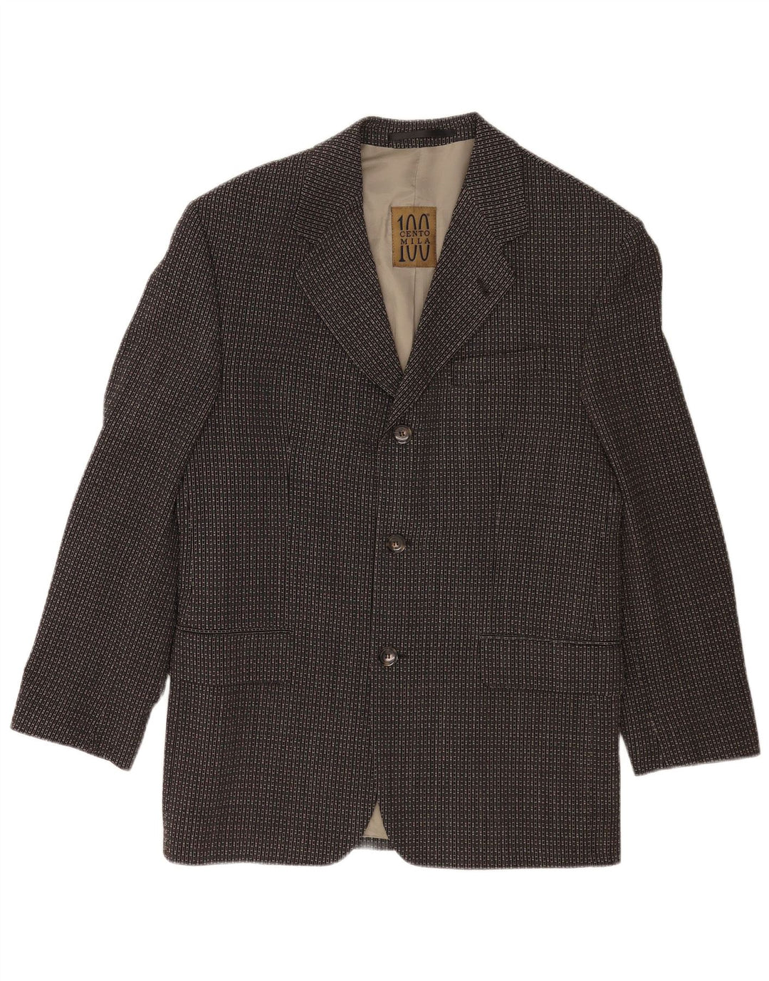 Cento Mila Veste Blazer 3 Boutons Homme EU 48 Moyen Noir Géométrique