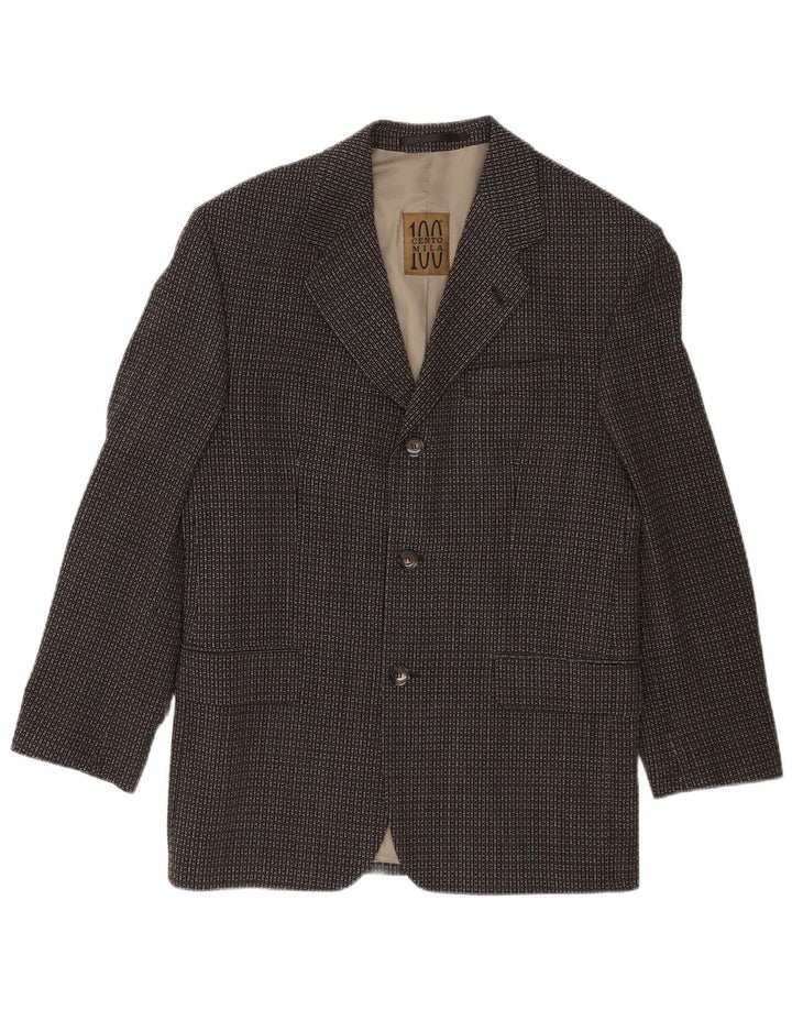 Cento Mila Veste Blazer 3 Boutons Homme EU 48 Moyen Noir Géométrique