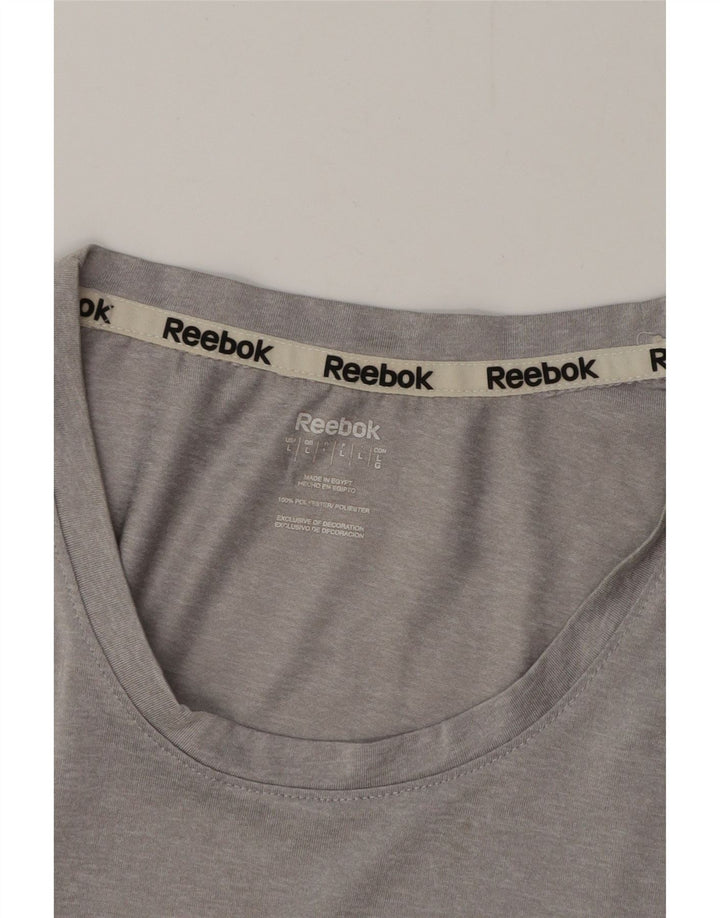 REEBOK T-Shirt Femme UK 16 Large Gris Polyester
