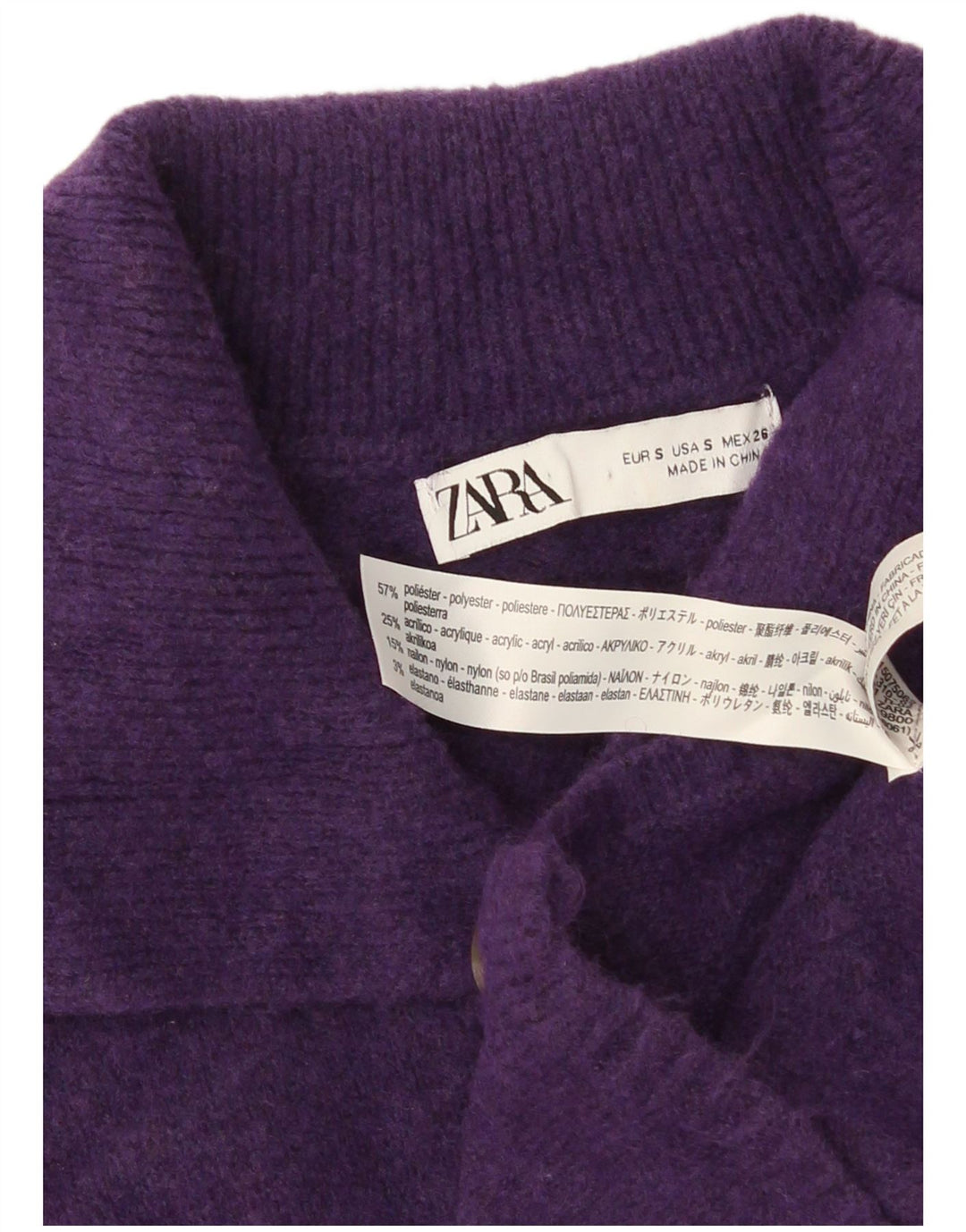 Zara Womens Longline Cardigan Sweater UK 10 Petit Violet Polyester