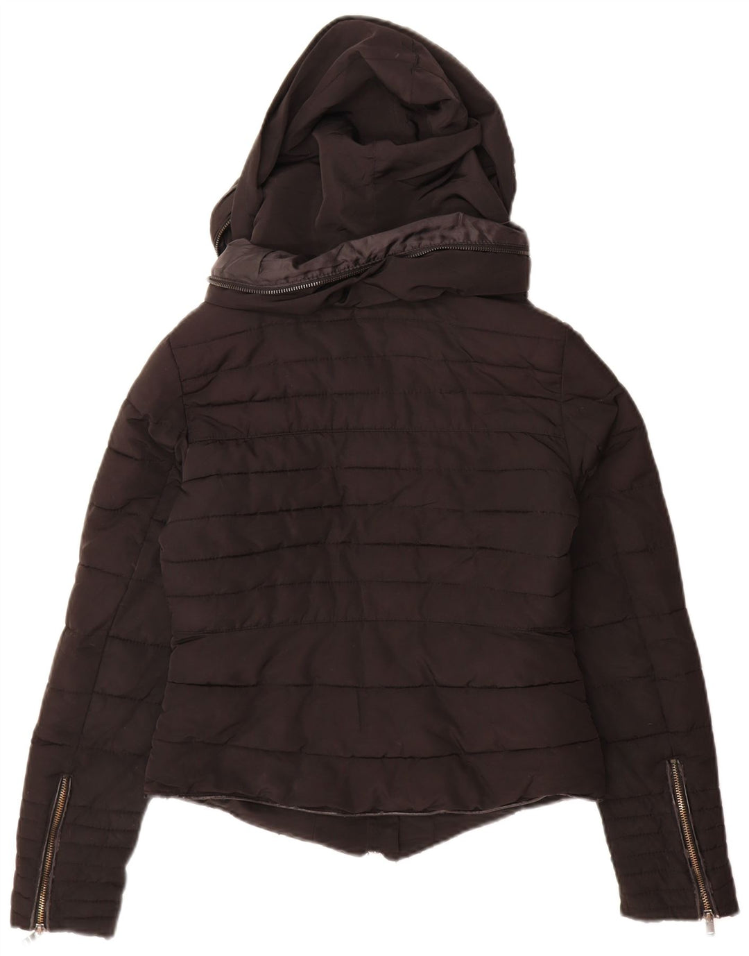 Zara Veste matelassée à capuche pour femme UK 10 Small Noir