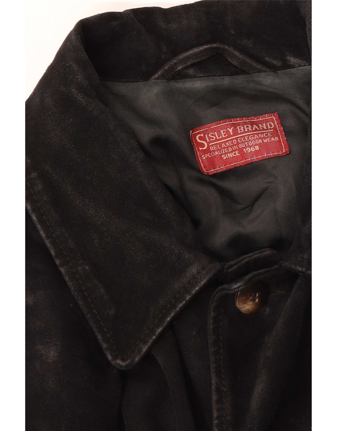 Sisley Veste en daim pour homme UK 38 Cuir noir moyen