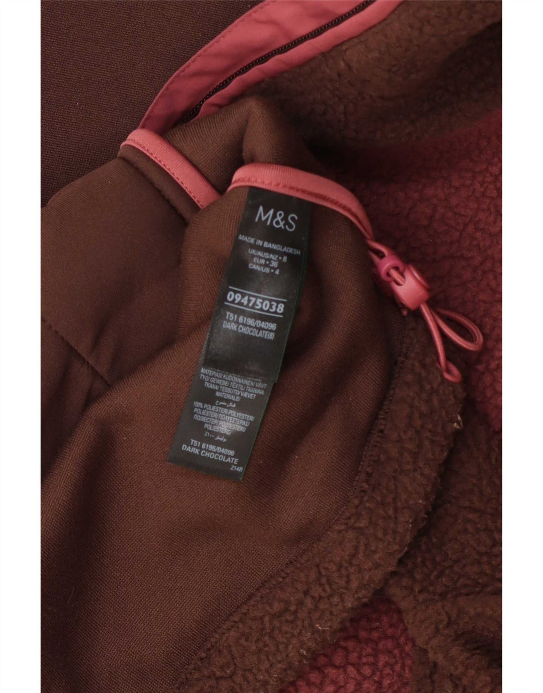Marks & Spencer Veste polaire surdimensionnée pour femme UK 8 Small Marron Colourblock