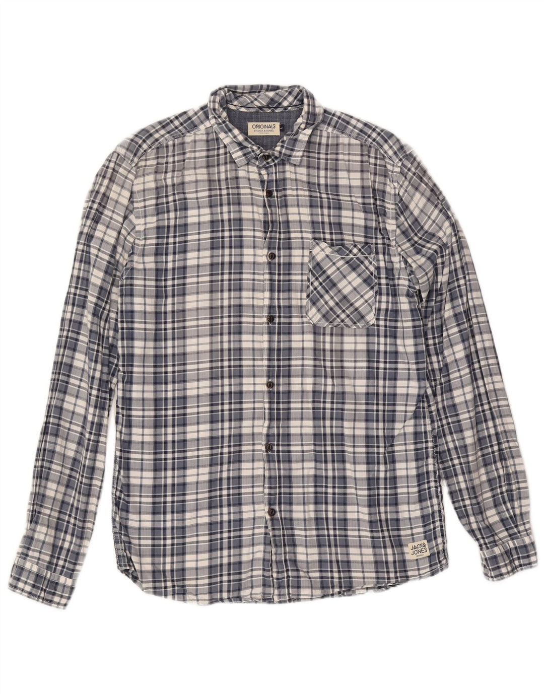 Jack & Jones Chemise Homme Grand Carreau Bleu Coton