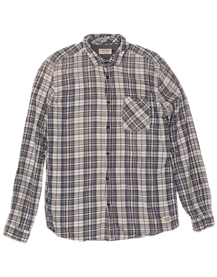 Jack & Jones Chemise Homme Grand Carreau Bleu Coton
