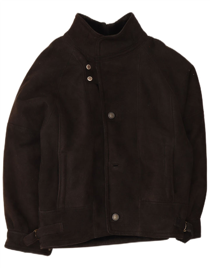 Vintage Veste en peau de mouton pour homme IT 50 Large Noir