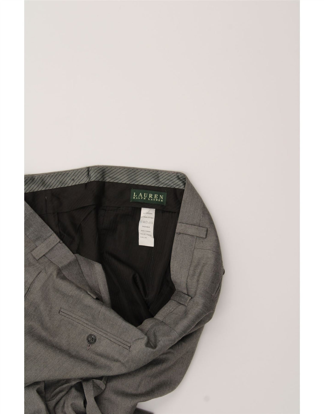 RALPH LAUREN Mens Slim Suit Trousers W36 L29 Grey Polyester Vintage Ralph Lauren and Second-Hand Ralph Lauren from Messina Hembry 