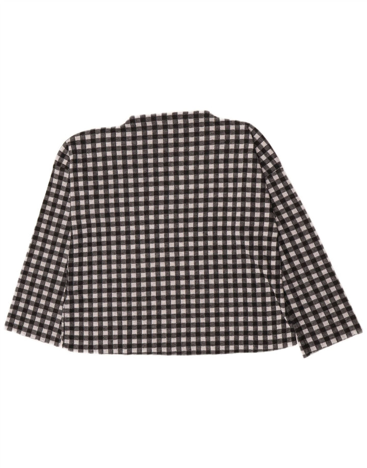 Zara Femme Haut Oversize Manches Longues UK 10 Petit Noir Vichy Polyester