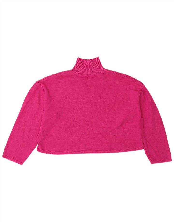 Zara Pull court surdimensionné à col roulé pour femme UK 10 Petit Rose