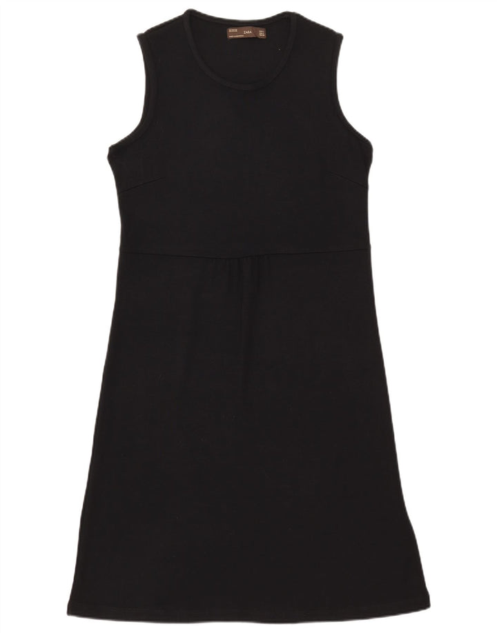Zara Robe basique sans manches pour femme UK 14 Grande rayonne noire