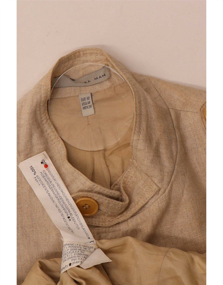 Zara Veste Militaire Homme UK 38 Lin Beige Moyen