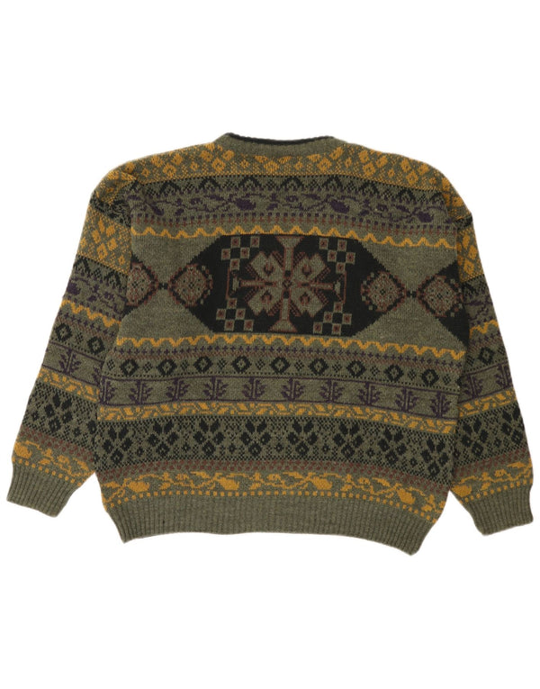 C.C.Concord Pull col bateau pour homme en acrylique Fair Isle Vert Large