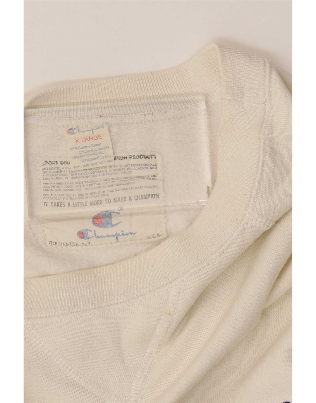 Champion Sweat-Shirt Graphique Homme XL Coton Blanc