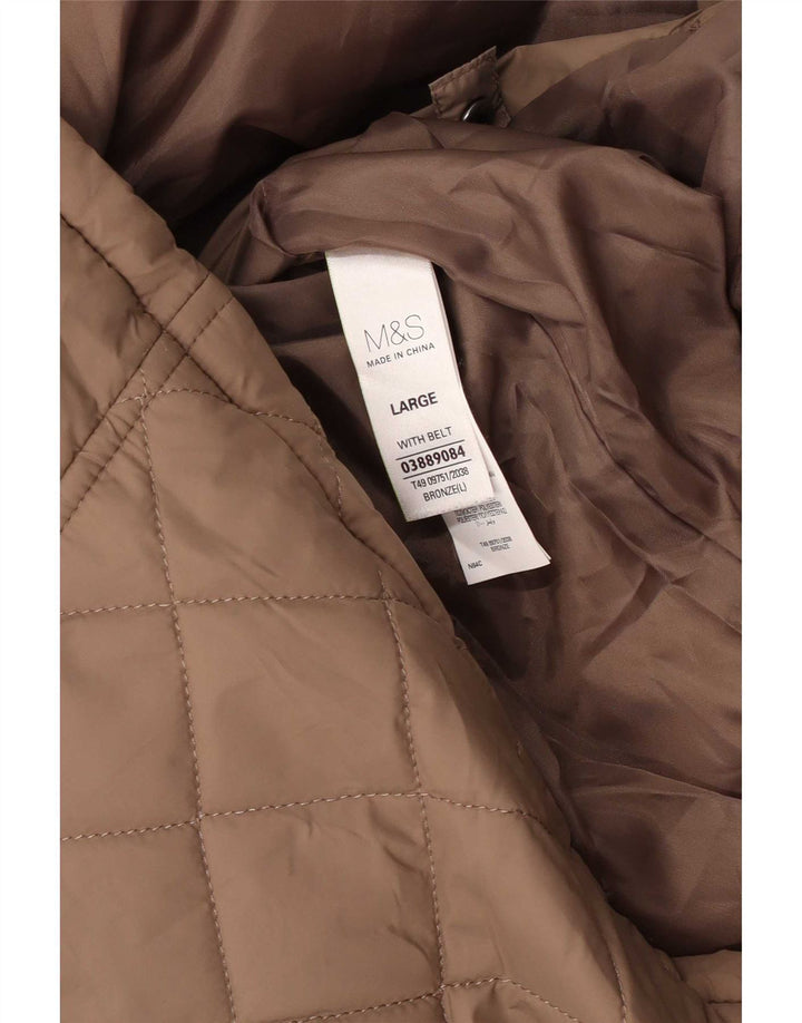 Marks & Spencer Manteau rembourré à capuche pour femme UK 16 Large Marron Polyamide