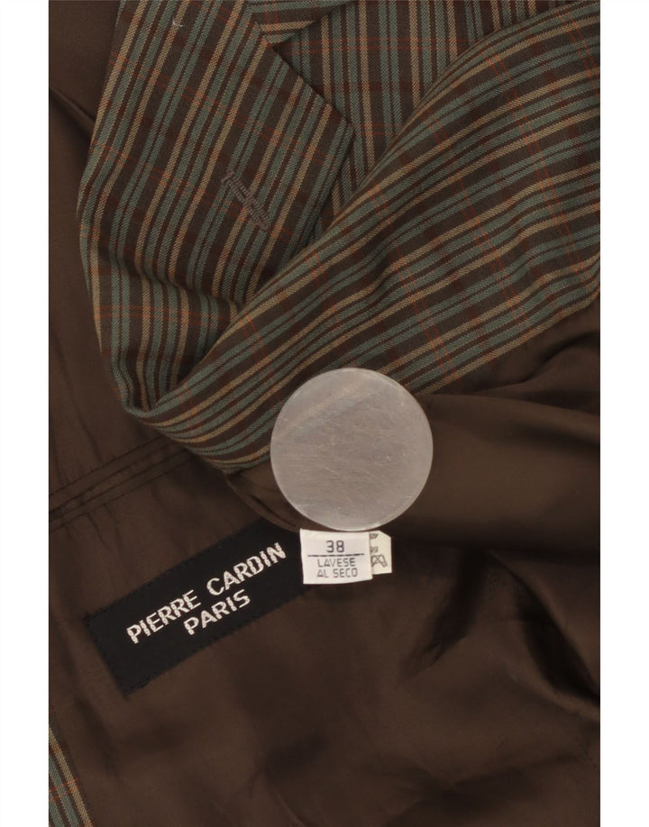 Pierre Cardin Veste blazer à 2 boutons pour homme UK 38 à carreaux marron moyen