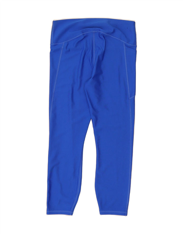 UNDER ARMOUR Womens Crop Leggings UK 14 Large  Blue Polyester Vintage Under Armour and Second-Hand Under Armour from Messina Hembry 