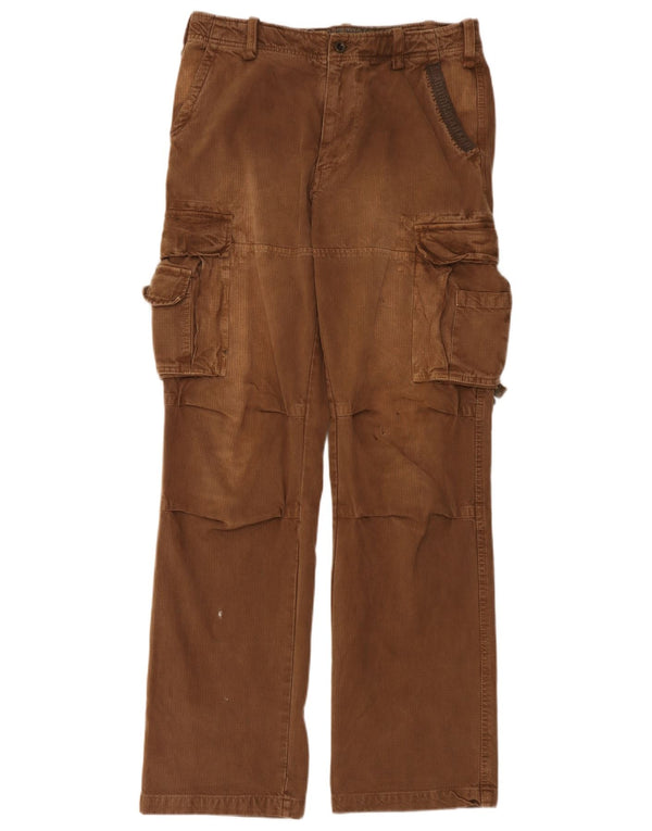 Oviesse Pantalon cargo droit pour homme IT 48 Medium W34 L34 Marron à fines rayures