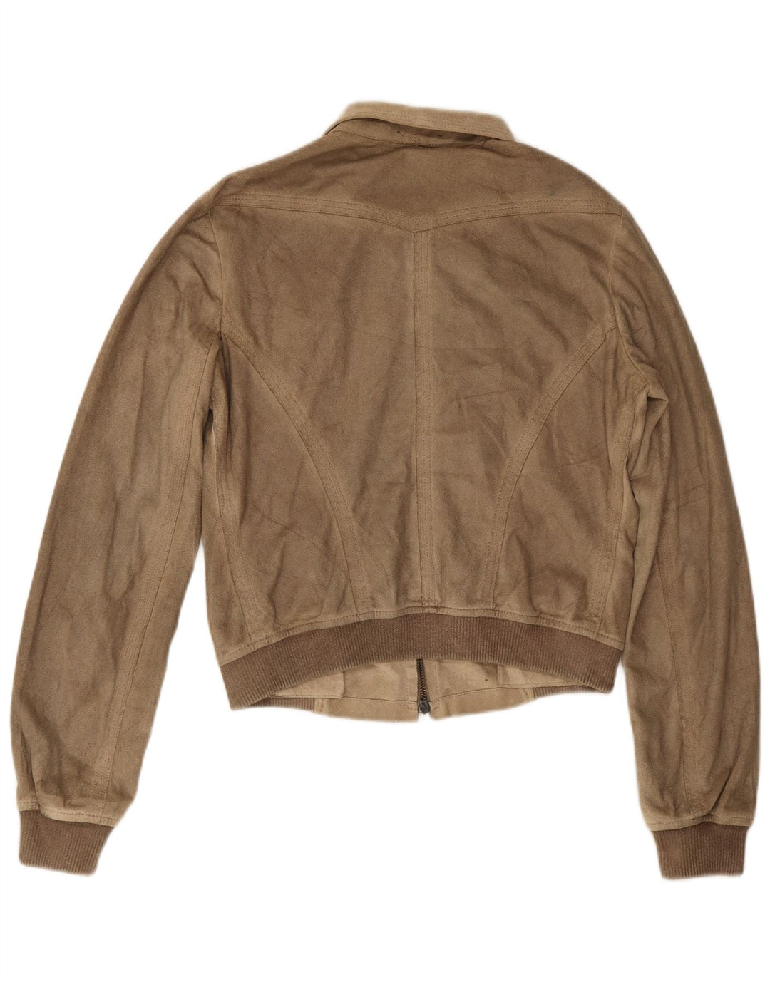 Benetton Veste Bomber Courte Femme IT 44 Polyester Beige Moyen