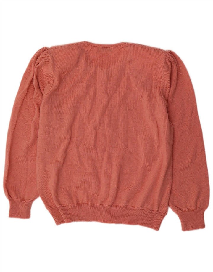 vintage Femme Cardigan Pull UK 16 Grande Laine Rose