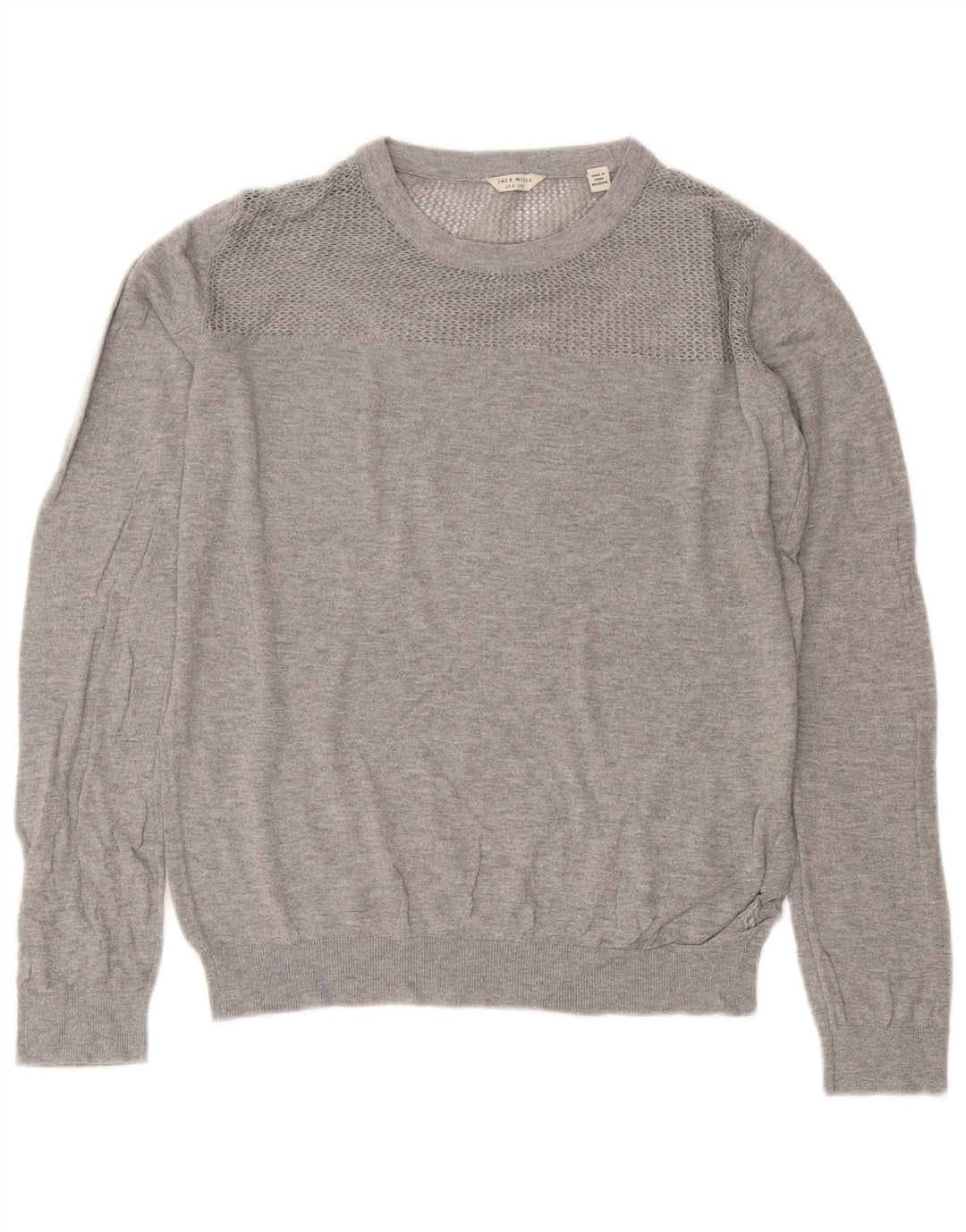 Jack Wills Pull à col rond pour femme UK 12 Gris moyen Coton