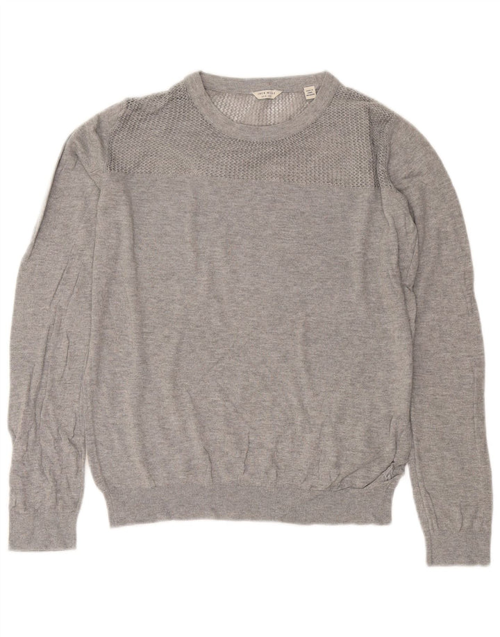 Jack Wills Pull à col rond pour femme UK 12 Gris moyen Coton