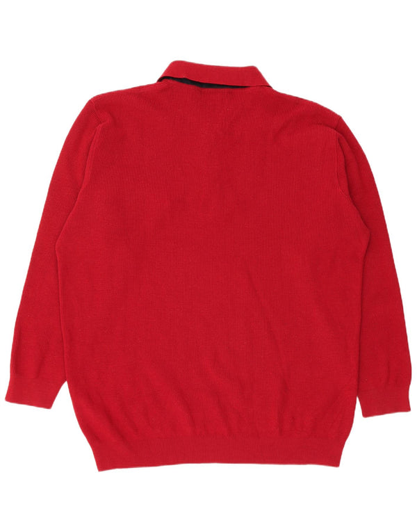 Navigare Pull col polo pour homme 5XL Rouge Laine mérinos